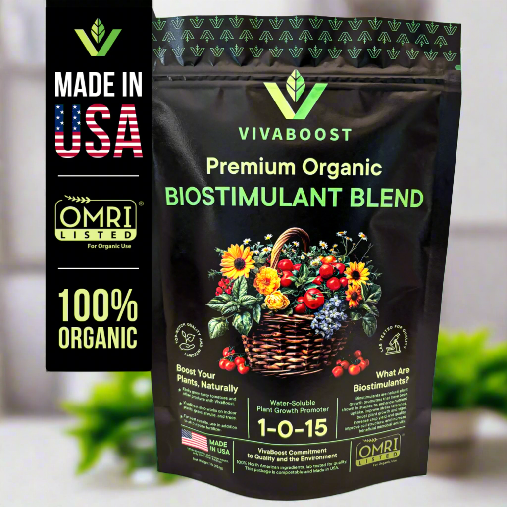 best fertilizer for shrubs and plants VivaBoost Premium Organic Biostimulant Blend, Made in USA, OMRI Listed Organic Fertilizer. Boost Vegetables, Blooms, and Indoor Plants. Fertilizer
